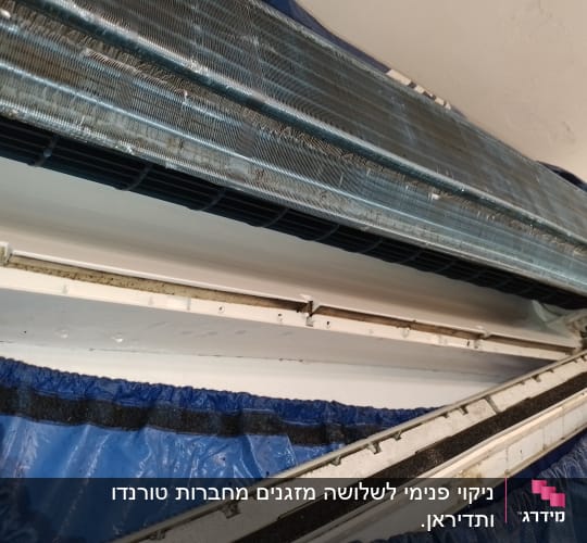 יחידת מיזוג אוויר פתוחה עם צינורות מתכת